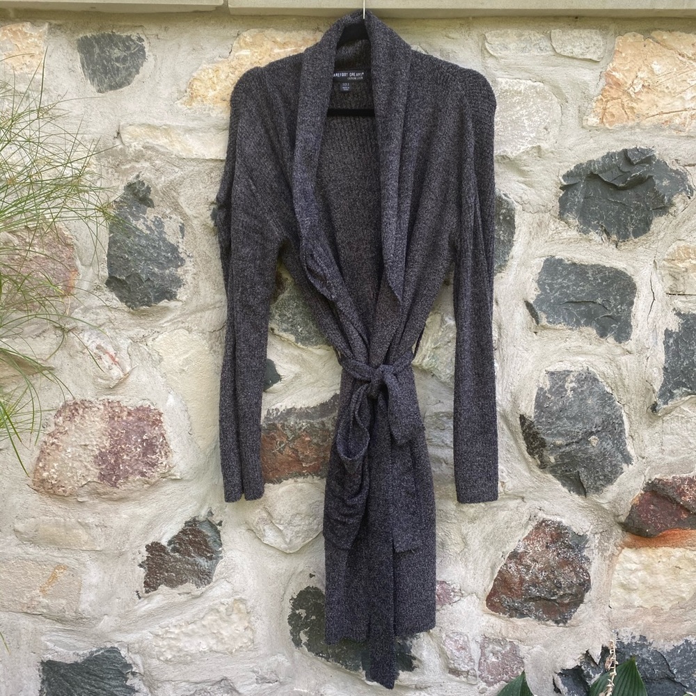 Barefoot Dreams Charcoal Gray Cozy Knit Robe Cardigan
